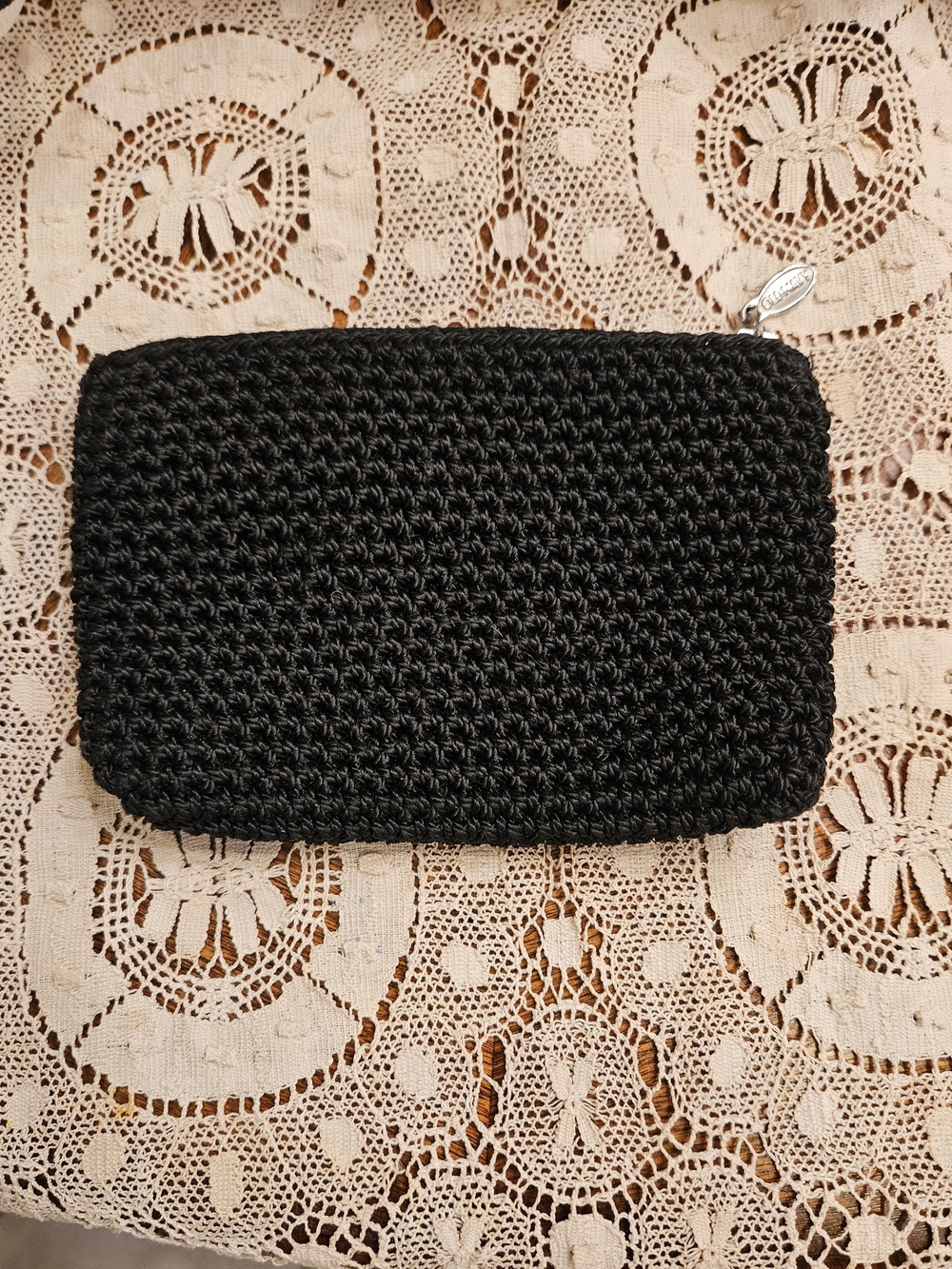 Old Navy Black Crocheted Zip Coin Purse